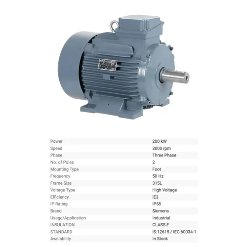 270HP IE3 1LE7503-3AA63-5AA4 Siemens Three-Phase Electric Motor